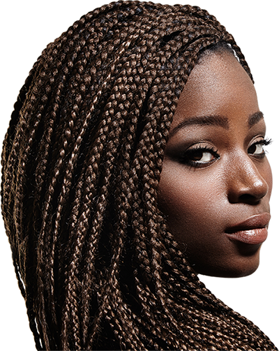 woman with braids looking at camera